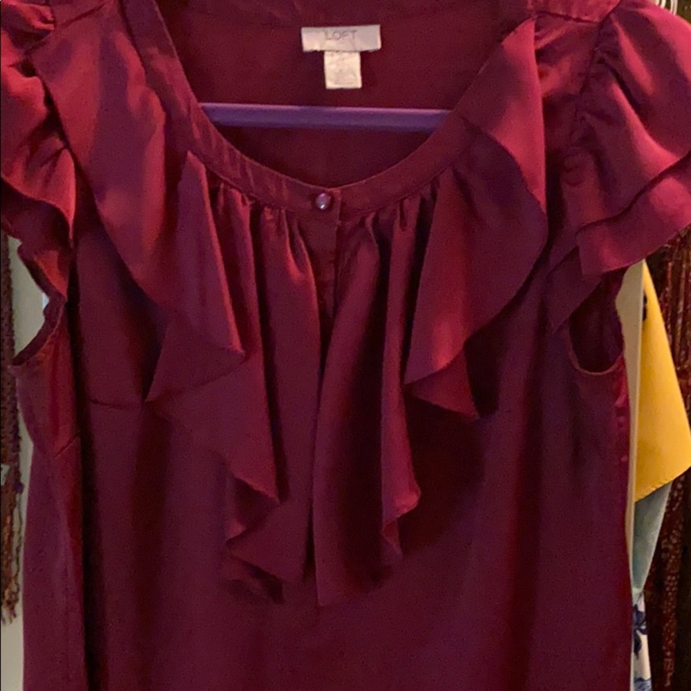 Burgundy Satin Blouse